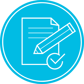 Document checked icon in blue
