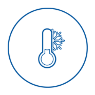 Ice crystal and thermometer indicating low temperature icon 