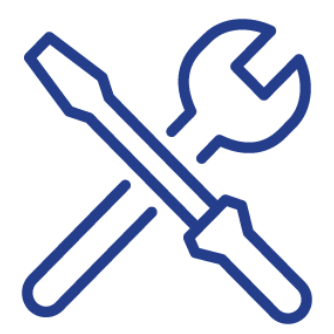 Outline of a screwdriver and wrench crossed, representing tools or settings