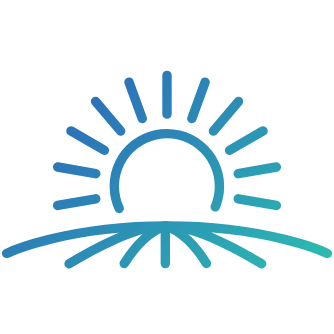Blue icon of rising sun