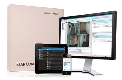Software House product related to CCTV footages are displayed on monitor, tab and mobile