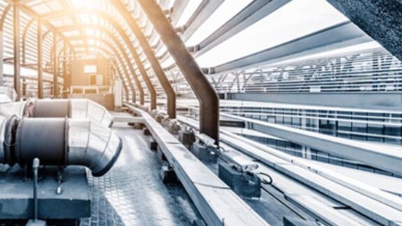 View of ducts at the terrace of a building
